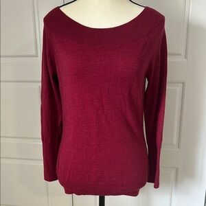 Banana Republic Wine Colored Off-the-Shoulder Knit Sweater